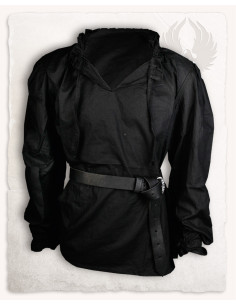 Chemise médiévale à manches longues Bastian en noir