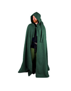Longue cape médiévale modèle Boil, verte 131 cm.