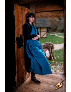 Robe Médiévale et Renaissance Adelina femme en bleu Brumeux 2