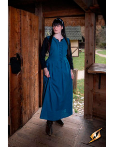 Robe Médiévale et Renaissance Adelina femme en bleu Brumeux