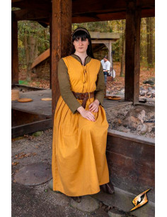 Robe médiévale et Renaissance femme Adelina en jaune...