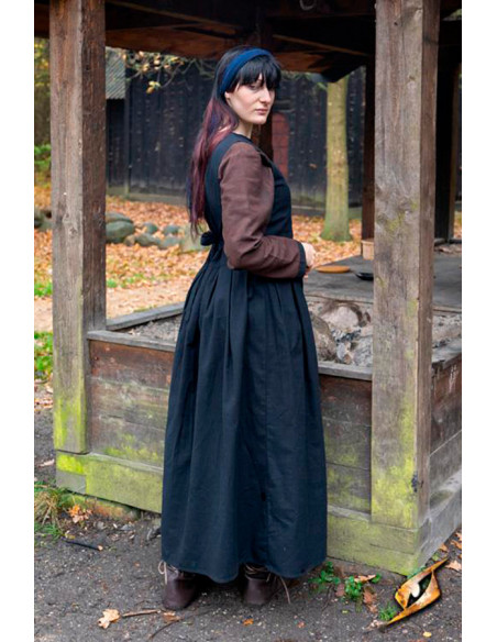 Robe médiévale paysanne Adelina en noir