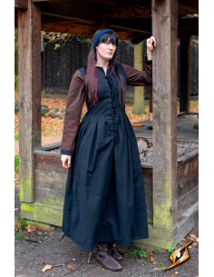 Robe médiévale paysanne Adelina en noir
