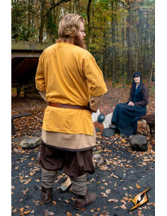 Chemise médiévale en coton Jolner jaune moutarde 2