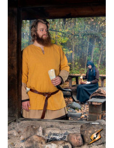 Chemise médiévale en coton Jolner jaune moutarde