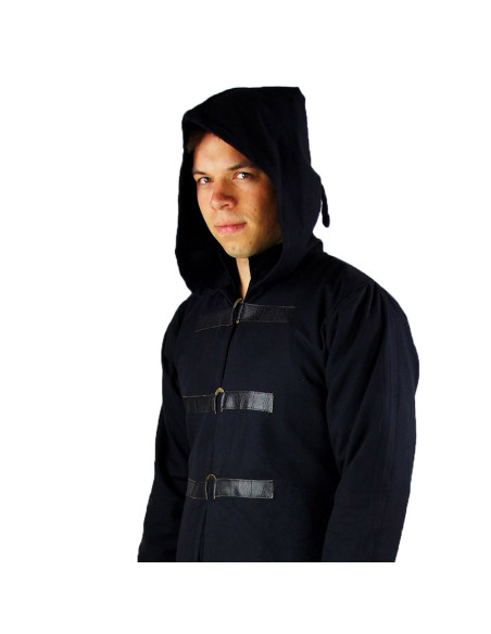 Manteau gothique en laine noire,...