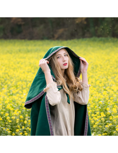 Cape médiévale en laine avec capuche