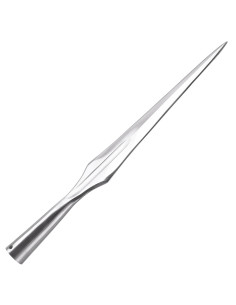 Fer de lance médiéval long à cannelures, longueur 43,5 cm.