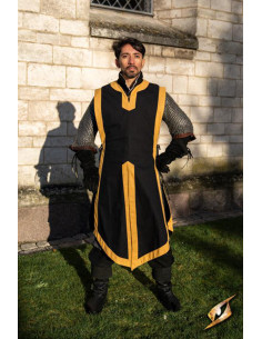 Tabard médiéval Clément bicolore noir épique - jaune griffon
