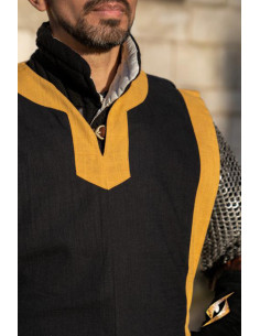 Tabard médiéval Clément bicolore noir épique - jaune griffon 2