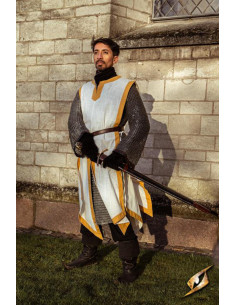 Tabard médiéval Clément bicolore, blanc ivoire - jaune...