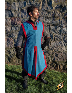 Tabard médiéval Clément bicolore bleu mystique - rouge...