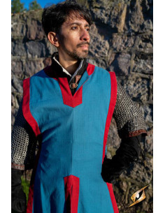 Tabard médiéval Clément bicolore bleu mystique - rouge... 2