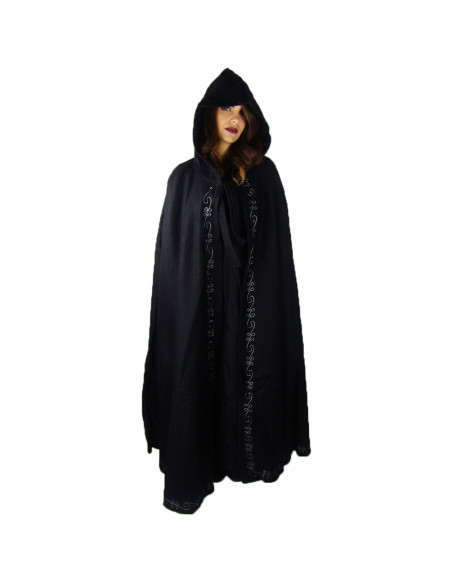 Longue cape médiévale avec broderie...