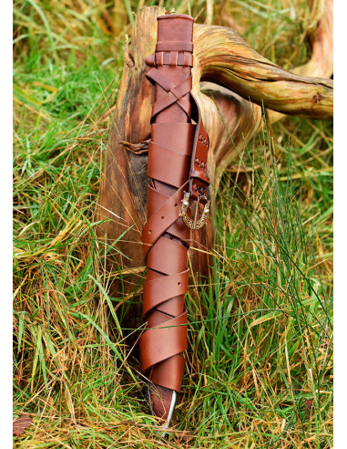 Fourreau et ceinture pour pommeau d'épée Viking 3 lobes pour les pratiques, version courte