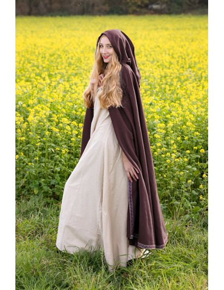 Cape médiévale en laine avec broderie...