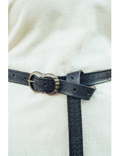 Ceinture longue en cuir Celta modèle Merle, couleur noire