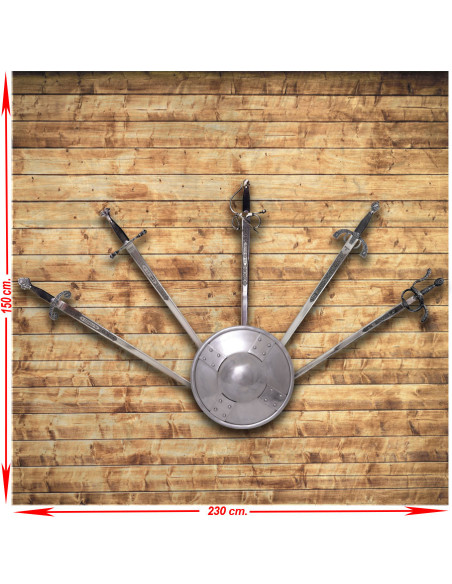 Panoplie (2) avec cinq épées...