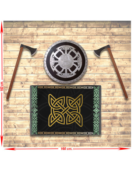 Panoplie viking avec bouclier, haches...