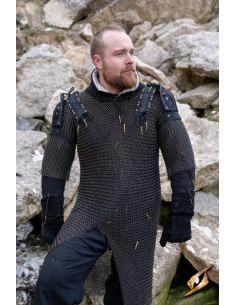 Ensemble d'épaulettes de bûcheron en cuir suédé noir 2