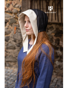 Gorro medieval Bonnet mujer Dagmar, blanco-natural