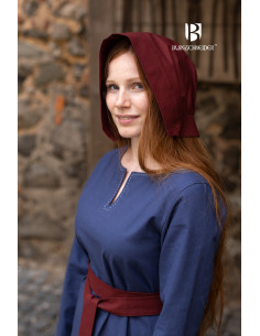 Bonnet médiéval pour femme Helga, couleur bordeaux