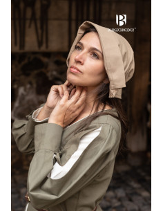 Bonnet médiéval femme Helga cap, couleur chanvre