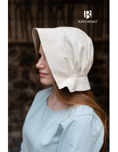 Bonnet médiéval femme Helga cap, couleur naturelle 2