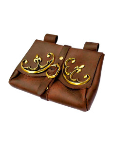 Sac de ceinture médiéval, XIIe-XIVe siècles (18x13 cm.)