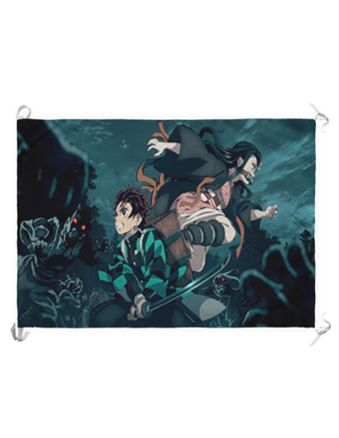 Bannière-Drapeau Demon Slayer de Tanjiro et Nezuko (70x100 cms.)
 Matériel-Satin