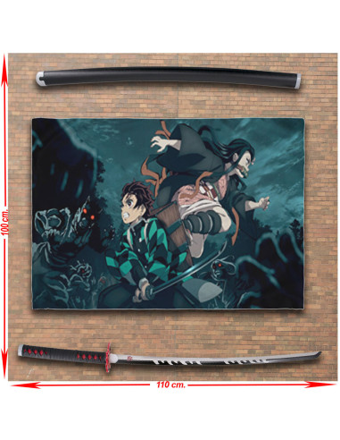 Pack Bannière + Katana de Demon Slayer Tanjiro Kamado