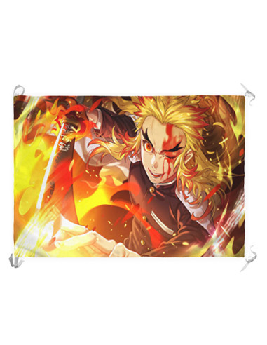 Bannière-Drapeau Demon Slayer de Rengoku Kyoujurou (70x100 cms.)
 Matériel-Satin