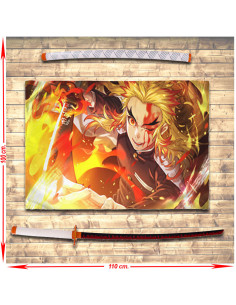 Bannière Demon Slayer Rengoku Kyoujurou + Pack Katana
