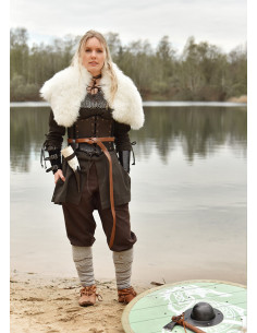 Epaulière Viking en cuir d'agneau, finition blanche 2