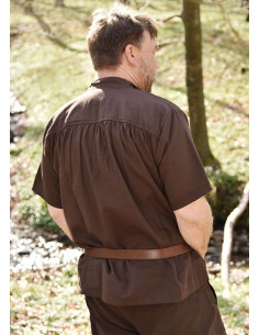Chemise d'été médiévale à manches courtes, marron 2