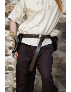 Ceinture en cuir avec motif celtique, couleur marron foncé