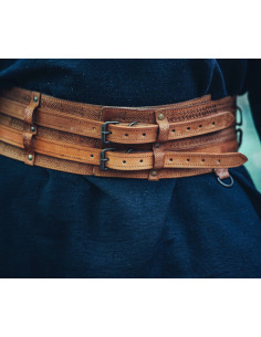 Ceinture viking robuste modèle Anike, couleur marron cognac
