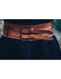 Ceinture forte type Viking modèle Sif, marron cognac