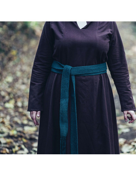 Ceinture médiévale longue en coton vert