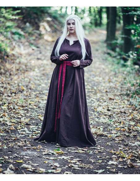 Longue ceinture médiévale en coton rouge