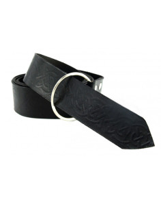 Ceinture en cuir avec imprimé celtique, couleur noire