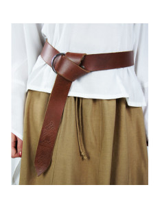Ceinture en cuir avec motif celtique, couleur marron