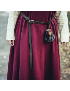 Ceinture médiévale étroite en cuir, couleur noire