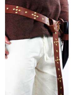 Ceinture en cuir Viking avec rivets croisés, marron 2