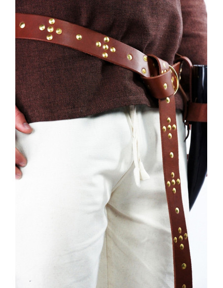 Ceinture en cuir Viking avec rivets...