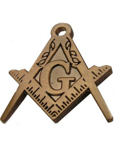 Pin's maçonnique équerre et compas en bronze vieilli