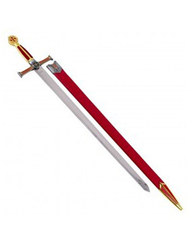 Épée des Templiers dorés, manche rouge et or