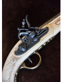 Pistolet à silex anglais, Hadley, couleur ivoire, année 1760