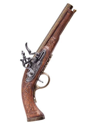 Ensemble de 2 pistolets de duel français octogonaux en laiton, XVIIIe siècle