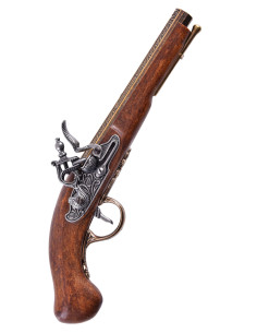 Pistolet à silex plaqué laiton français, XVIIIe siècle